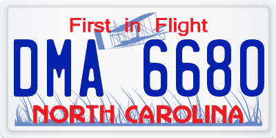 NC license plate DMA6680