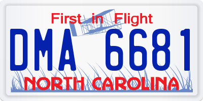 NC license plate DMA6681