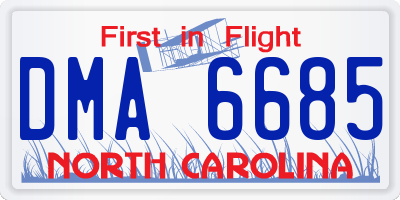 NC license plate DMA6685