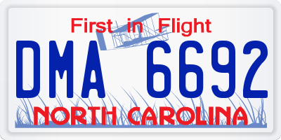 NC license plate DMA6692