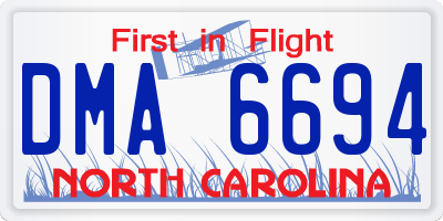 NC license plate DMA6694