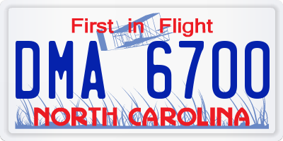 NC license plate DMA6700