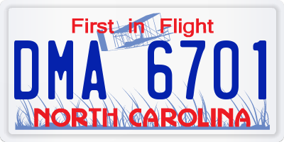 NC license plate DMA6701