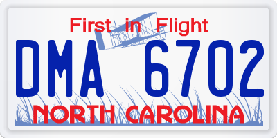 NC license plate DMA6702