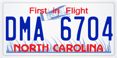 NC license plate DMA6704