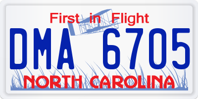 NC license plate DMA6705