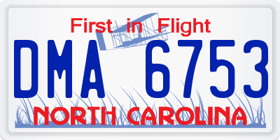 NC license plate DMA6753