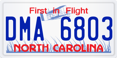 NC license plate DMA6803