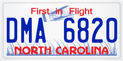 NC license plate DMA6820