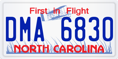 NC license plate DMA6830