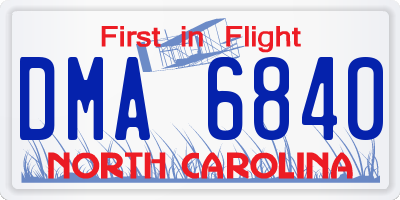 NC license plate DMA6840