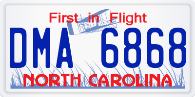 NC license plate DMA6868