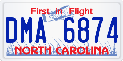 NC license plate DMA6874