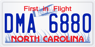 NC license plate DMA6880