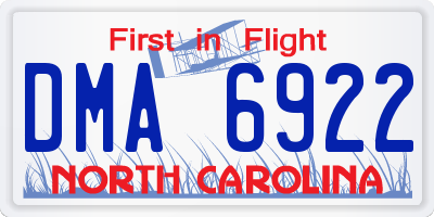 NC license plate DMA6922