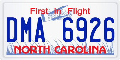 NC license plate DMA6926