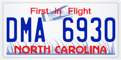 NC license plate DMA6930