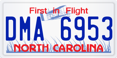 NC license plate DMA6953