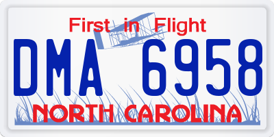 NC license plate DMA6958