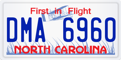 NC license plate DMA6960