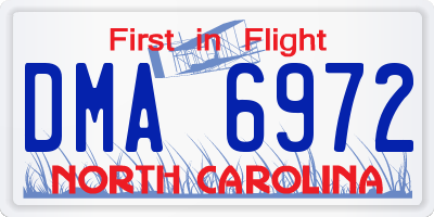 NC license plate DMA6972