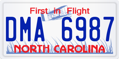 NC license plate DMA6987