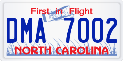 NC license plate DMA7002