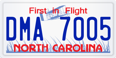 NC license plate DMA7005