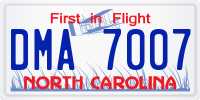 NC license plate DMA7007