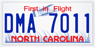 NC license plate DMA7011