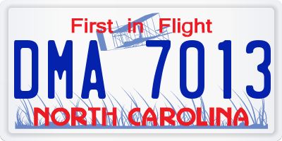 NC license plate DMA7013