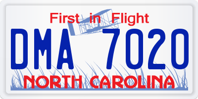 NC license plate DMA7020
