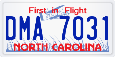 NC license plate DMA7031
