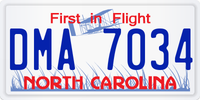 NC license plate DMA7034