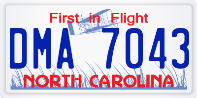 NC license plate DMA7043