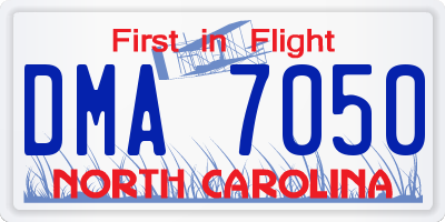 NC license plate DMA7050