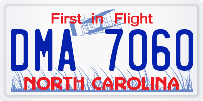 NC license plate DMA7060