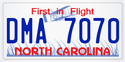 NC license plate DMA7070