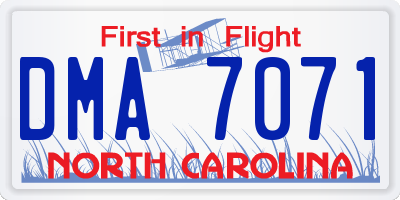 NC license plate DMA7071
