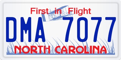NC license plate DMA7077