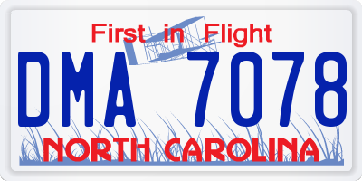 NC license plate DMA7078