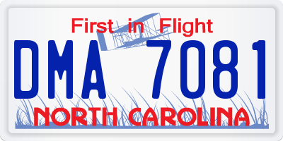 NC license plate DMA7081