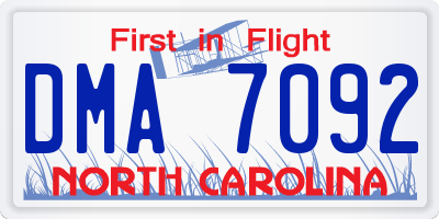 NC license plate DMA7092