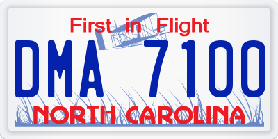 NC license plate DMA7100