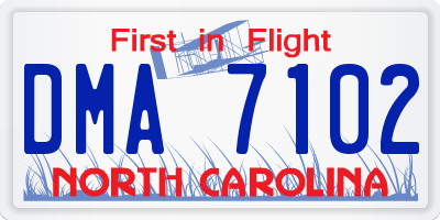 NC license plate DMA7102