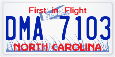 NC license plate DMA7103