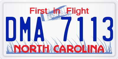 NC license plate DMA7113