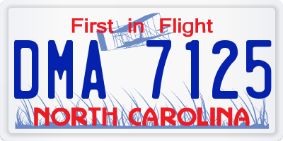 NC license plate DMA7125