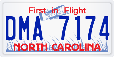 NC license plate DMA7174