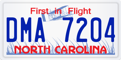 NC license plate DMA7204